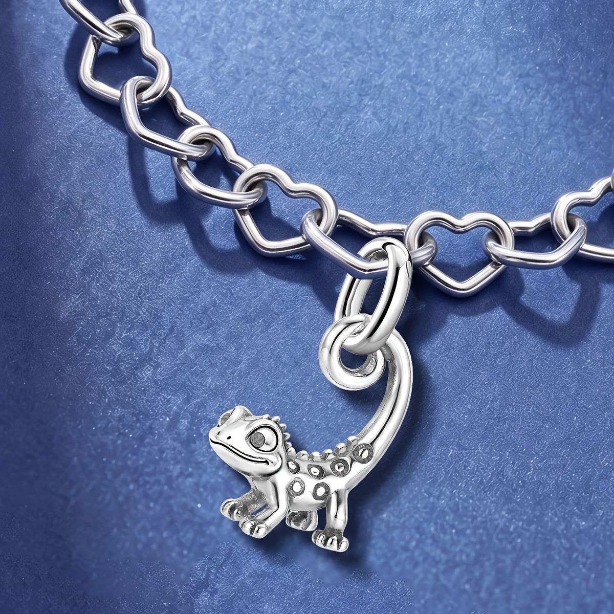 1pc Lizard Vintage Pendant Bracelet, 925 Silver Plated